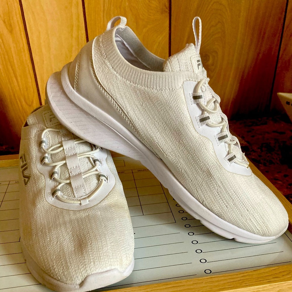 Fila white slip on shoes
